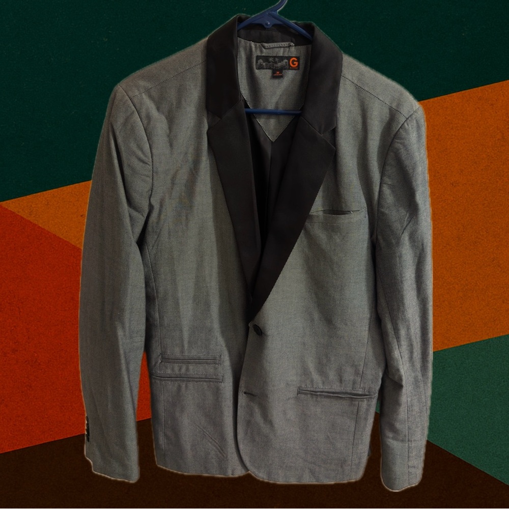 G by guess Medium Gray Jacket with Black Lapel